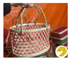 Cesta de picnic de bambú tejida a mano de Vietnam Cesta de picnic de bambú ecológica para comida, fruta Verano Aventuras al aire libre con tapa - Product Image 1