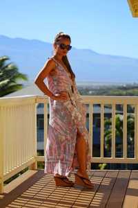 Summer Hot Selling Women's Casual Maxi Dress Sleeveless V-Neck Tie Dye Floral Pattern Loose Backless Floor-Length Woven Method - Product Image 2