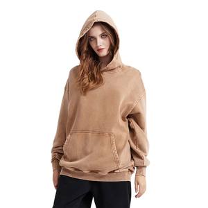 Warm up 450 GSM material de algodón pesado pullover vintage ácido lavado Sudadera con capucha estilo callejero parches personalizados con logotipo de impresión Sudadera con capucha - Product Image 3