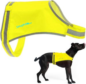 Lite Dog Vest Fluorescent Yellow Tissu respirant et réversible à haute visibilité pour une vision sûre Couverture du milieu du dos - Product Image 1