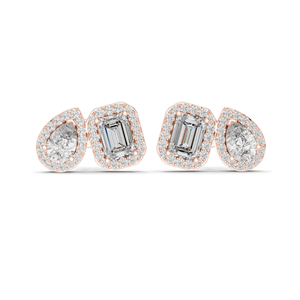 Boucles d'oreilles en diamant de laboratoire 3,906 CT, taille coussin et poire, or 18 carats, 14 carats, 10 carats et argent 925, or rose, or jaune, or blanc - Product Image 4