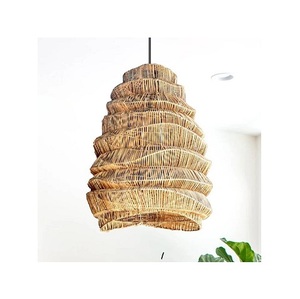 Lustre suspendu en bambou pour intérieur, LED, moderne, avec télécommande, lumière blanc chaud 2700K, fournisseurs d'usine - Product Image 3