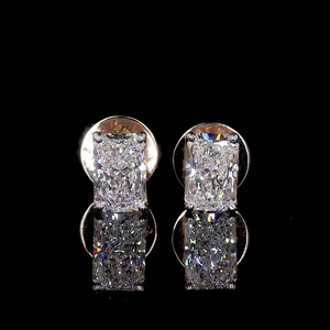 14K Oro Cojín Corte Lab Grown Diamond Stud Pendientes - Product Image 1
