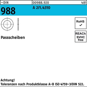 Arandela de Ajuste DIN 988 16 X 22 X 0.1 a 2/1.4310 - 1000 Piezas - Product Image 1