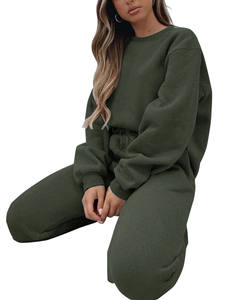 Luxury Fall Logo tracksuit 100% cotton Winter Sweatsuit Wholesale Women Latest Design High 2 Piece Plain Jogging Wear woman - Product Image 5