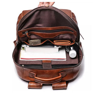 OEM de alta calidad de cuero genuino Mochilas Viajar al aire libre de alta capacidad Bolsas con cremallera con logotipo personalizado Bolsas al por mayor - Product Image 6