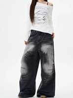 Celana Jeans Wanita Model Straight Leg Pinggang Sedang 100% Katun Kancing Saku Kerut Dapat Dicuci Kasual