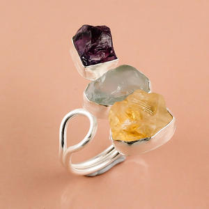 Handmade <b>Girls</b> Fashion <b>Ring</b> 925 Sterling Silver Natural Citrine Garnet Aquamarine Gemstones Fine 925 Silver Jewelry Manufacturer - Product Image 3