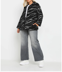 เสื้อสเวตเตอร์พิมพ์ลายตัวอักษรแนววินเทจของผู้หญิงเสื้อสเวตเชิ้ตทรงหลวมสไตล์ฮิปฮอปโอเวอร์ไซส์เกาหลีเสื้อสเวตเตอร์ลำลองมีซิปรูด - Product Image 2