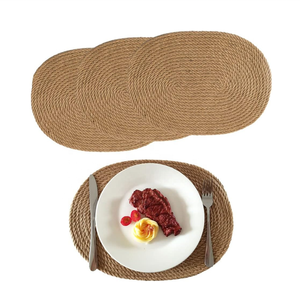 Mantel individual pintado a mano tejido de yute ovalado ecológico 2024 naranja estilo bohemio rural para boda mesa de comedor FIESTA DE Vecraft - Product Image 3