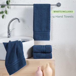 100% Turkish Cotton Premium Hotel Quality Soft Durable Popcorn <b>Towel</b> <b>Set</b> Quick Dry Highly Absorbent 4-Pack Hand <b>Towels</b> - Product Image 2
