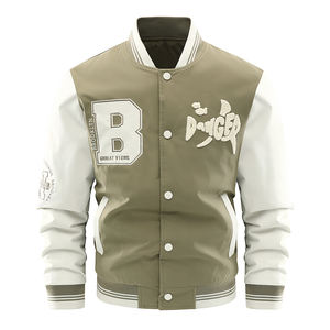 Chaqueta Universitaria de Béisbol con Logotipo Personalizado del Fabricante OEM, Chaqueta Varsity con Mangas de Cuero para Hombre, Bordado de Alta Calidad - Product Image 1