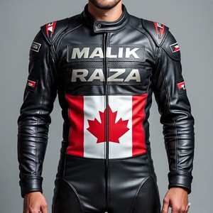 ชุดแข่งมอเตอร์ไซค์ลายธงแคนาดาออกแบบได้ตามต้องการขนาดสีโลโก้และใบเมเปิ้ลบนหนังวัวเกรดพรีเมี่ยม - Product Image 2