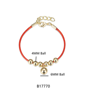 Fashion High Quality Hot Sale 14K Gold Plated Y2K Heart Bow Beaded Jewelry Red String Rope Women Baby Bracelets - Product Image 4