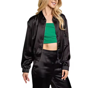 Meilleure édition de la veste en satin pour femme avec logo personnalisé doublure optimale en laine de coton col montant tricoté coupe parfaite pour l'offre hivernale - Product Image 1