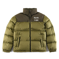 Blouson d'hiver matelassé en toile avec logo personnalisé, col montant, logo frontal, coupe oversize, imperméable, respirant, écologique, streetwear rapide