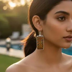 Pendientes Largos Geométricos Plateados para Mujer, Accesorio de Joyería Elegante - Product Image 1