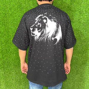 T-shirt pour homme de haute qualité, logo personnalisé sur le devant, tissé, respirant, écologique, streetwear, surdimensionné, 220g, 100% coton - Product Image 4