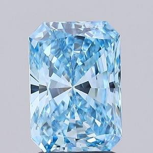Diamante Radiante de 2.00ct, Azul Intenso, VVS2, Cultivado en Laboratorio, para Joyería, Diamante CVD - Product Image 3