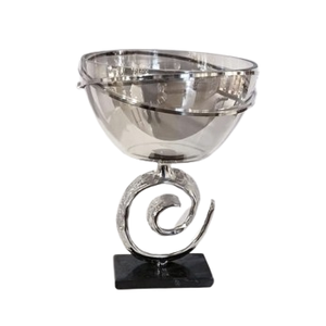 Bol de service en verre au design moderne avec combinaison de métal pour décor de table d'hôtel/de restaurant à domicile pendant le Ramadan Diwali - Product Image 4