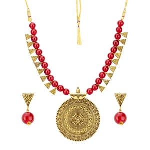 Bijoux de fête Jaali marron, design élégant en alliage avec agate comme pierre principale - Product Image 2