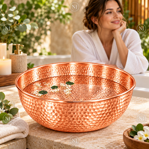 Bassin de pédicure rond en cuivre martelé, bol de spa pour les pieds, baignoire de trempage pour salon professionnel - Product Image 5