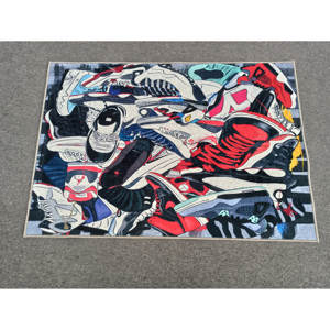 Tapis imprimé motif baskets - Moderne, Graffiti, Personnalisé, Décoration de luxe, Tapis en chenille - Product Image 1
