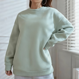 Haute qualité poids lourd coton polaire hiver décontracté solide avant broderie personnalisée femmes pull col rond à capuche - Product Image 1