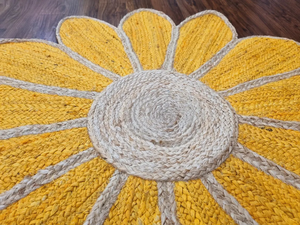 Tapis de jute jaune décoratif fait à la main motif abstrait tapis pour salon chambre salle à manger entrée porche extérieur - Product Image 6