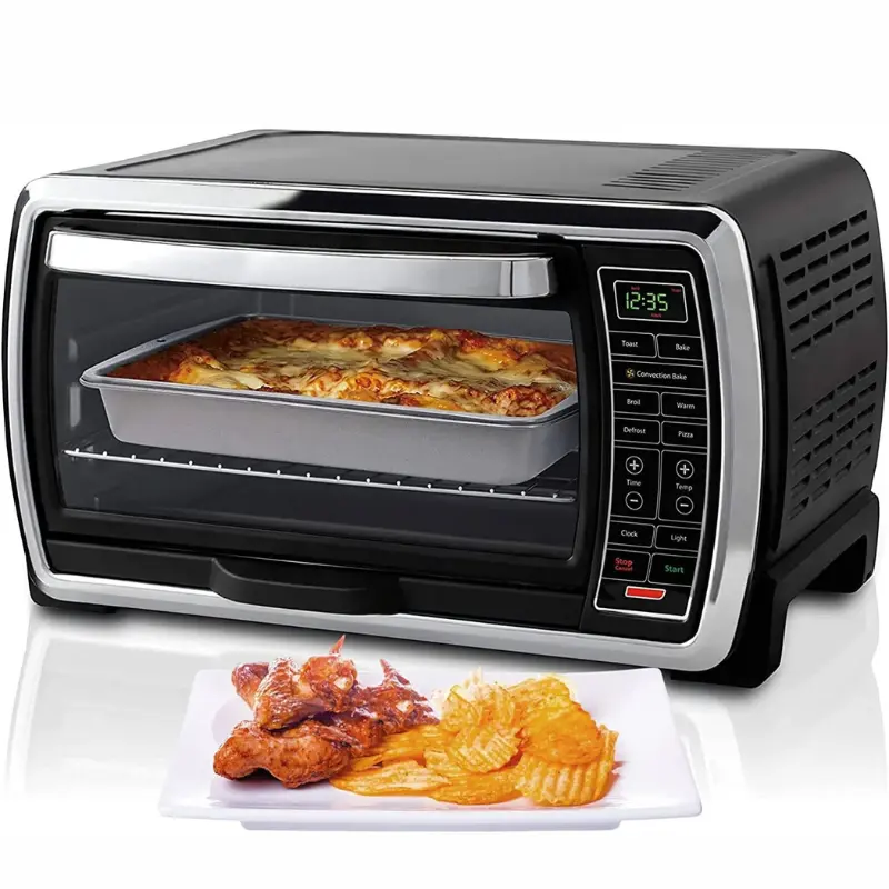 BEST SELLER Toaster Oven | Digital Convection Oven, Large 6-Slice Capacity, Black/Polished Stainless