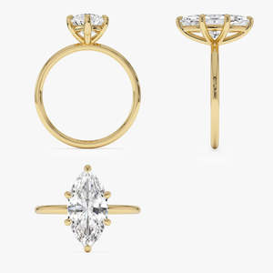 Bague de fiançailles classique artisanale en or 14 carats avec diamant de laboratoire taille marquise serti à griffes, 2,00 carats E-F VS, pour occasions spéciales et soirées - Product Image 4