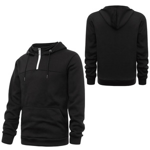 Sudadera con capucha para hombre con cremallera de cuarto de alta calidad con logotipo personalizado 100 algodón con cremallera de cuarto en blanco sudaderas con capucha para hombre lisas - Product Image 1