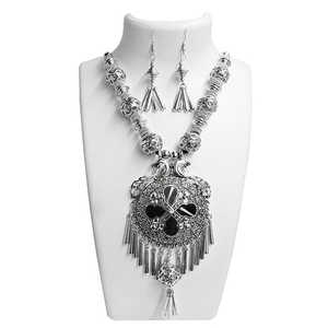 Jeweljunk 1110826 bohème Vintage ensemble de bijoux fins plaqué rhodium avec plaque d'or Navratri spécial rubis collier - Product Image 1