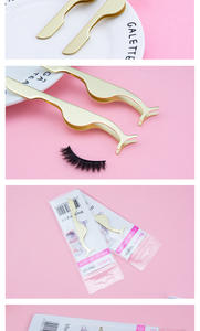 Outil applicateur de cils Outil applicateur de faux cils Pince à cils incurvée en acier inoxydable pour cils en grappe - Product Image 5