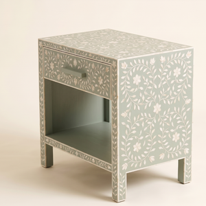 Traditional Sage <b>Green</b> 2-Drawer Bone Inlay <b>Bedside</b> <b>Table</b> Bedroom Nightstand for Hotel Use, bedroom Furniture, Home Decor - Product Image 3