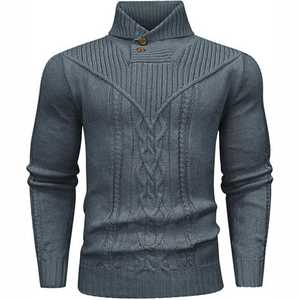 Vente en gros Pull de couleur unie High Street Pulls décontractés en polyester pour hommes - Product Image 2