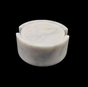 Elegant Round Polished Marble <b>Coaster</b> Set Best Quality <b>Drink</b> Pads in Classic Style <b>for</b> Weddings Corporate Gifting with Gift Box - Product Image 4