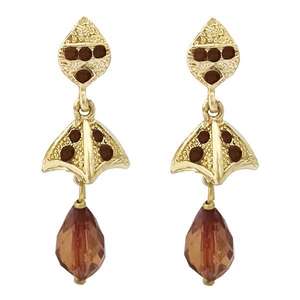 Boucles d'oreilles Kriaa Brown Austrian Stone Jhumki Clous fins en plaqué or Modèle 1313702F - Product Image 1