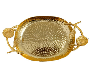 Juego de bandejas de servir de latón personalizadas, decoración de fiesta de boda dorada, bandejas y platos para servir alimentos, diseños calientes - Product Image 3