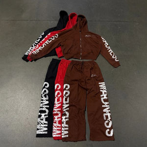 ชุดวอร์มสไตล์วินเทจสำหรับผู้ชายชุดวอร์มปักลายผ้าปะติด400GSM ซักแบบแห้งกรดออกแบบได้ตามต้องการ - Product Image 2