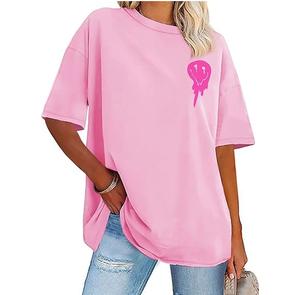 Camiseta de Lona de Algodón Extra Grande para Mujer, Logotipo Personalizado, Camiseta Moderna de Corte Regular, Ecológica, Transpirable y de Secado Rápido para Boutique - Product Image 1