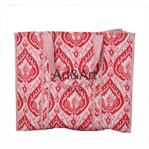 Grand sac fourre-tout en coton vintage fait à la main pour femmes, design patchwork matelassé, imprimé en blocs, ouvert pour la mode, de haute qualité, plage - Product Image 6