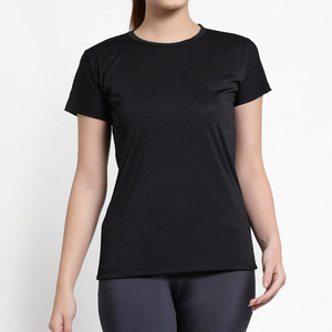 2025 mejor alta calidad barato personalizado sin cuello Slim Fit mujer 100% algodón camiseta Hip Hop verano secado rápido - Product Image 3