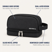 Sac de toilette sportif portable à double compartiment pour la salle de sport, la natation, la vestiaire et les essentiels de voyage pour la douche
