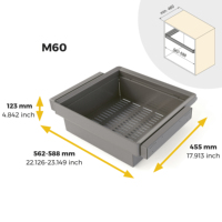 Emuca España 7133352 Cajones de Almacenamiento de Metal y Cuarzo, Guías de Cierre Suave, Módulo de Extensión Completa, Kit de Marco Ajustable para Gabinetes