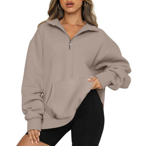 Haute Qualité Surdimensionné Femmes Hoodies Quarter Zip Pull avec Poches Demi Zip Pull Automne Hiver Vêtements Imprimé Technics - Product Image 6