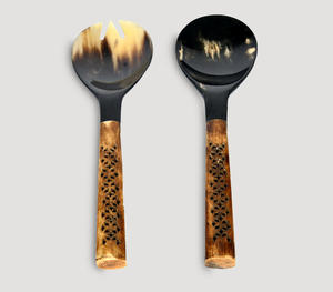 Manche sculpté corne naturelle cuillère de service miroir Royal élégant écologique léger artisanat indien cadeau de mariage - Product Image 4