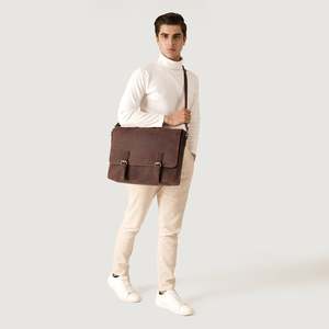 Men's Vintage Distressed Brown Leather Messenger Bag - Product Image 2