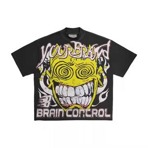 Vente en gros Streetwear T-shirt Hip Hop unisexe à col ras du cou pour hommes de haute qualité 100% coton coupe ample - Product Image 6