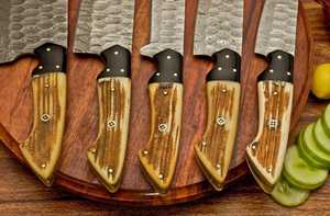 Ensemble de couteaux de chef de luxe en acier Damas fait main, ambidextre, 67 couches, cinq pièces, nouvelle arrivée 2025, personnalisable en gros - Product Image 4